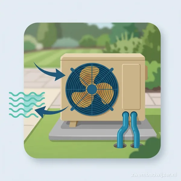 Warmtepomp zwembad: hoe werkt het, COP, inverter vs on/off en maatvoering