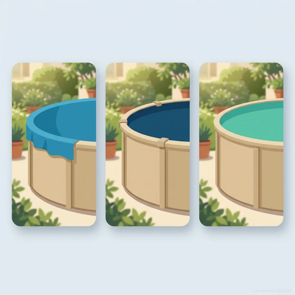 Illustration of three liner types side by side: overlap, beaded and custom