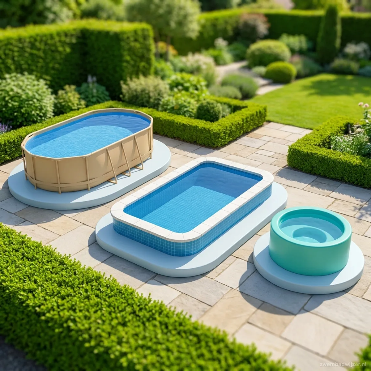 Vergelijking van opzetzwembad, ingebouwd zwembad en jacuzzi