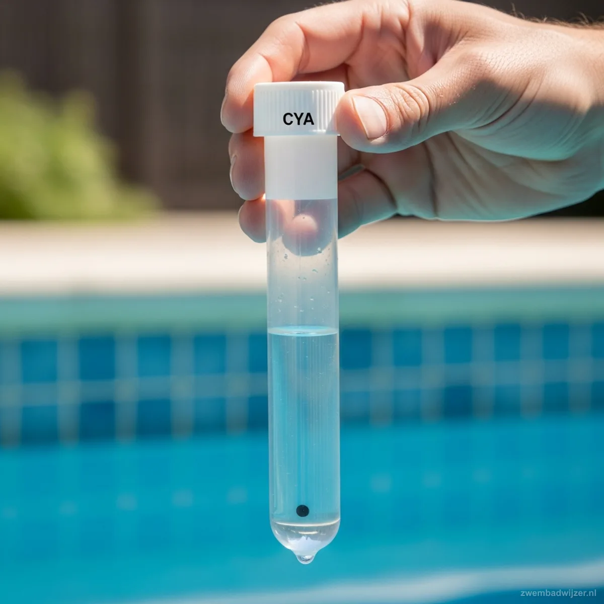 CYA-test bij het zwembad om cyaanzuurwaarde te meten
