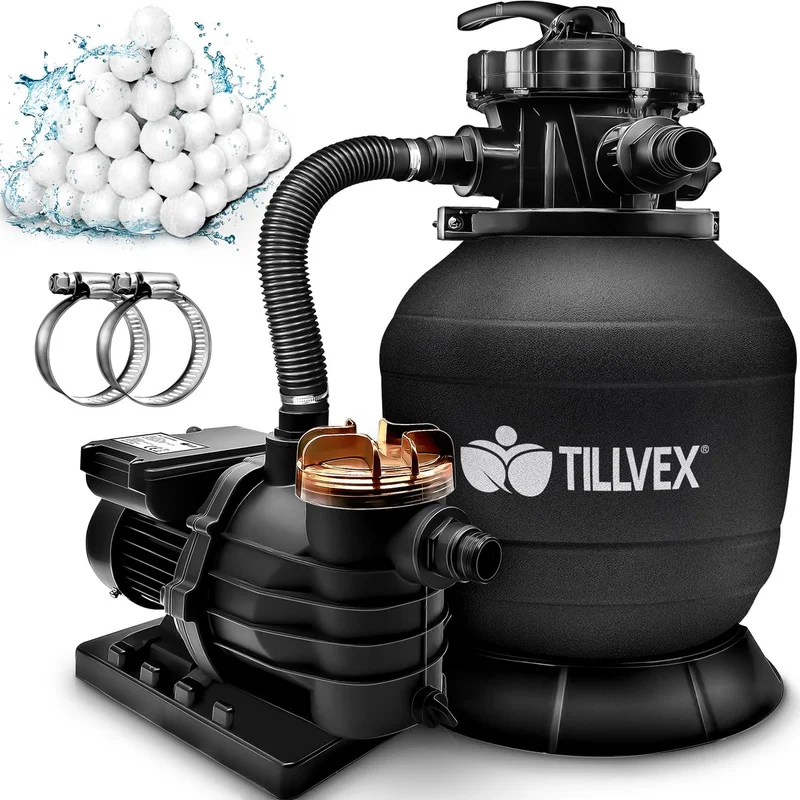 tillvex Sand Filter System 10 m3/h (7-way valve, filter balls)